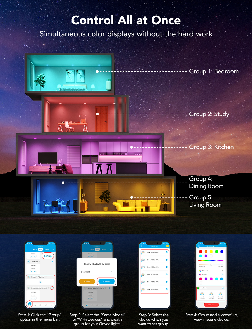 Govee 6-Inch Smart RGBWW Recessed Lights