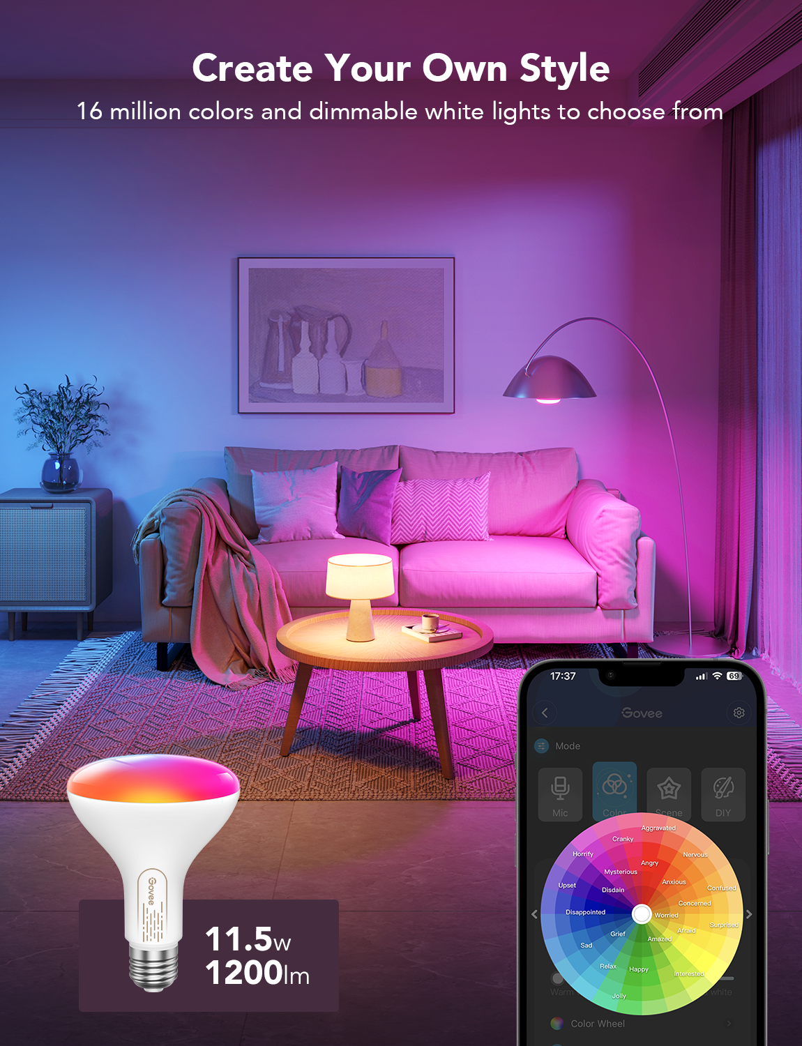Govee RGBWW Smart BR30 LED Light Bulbs