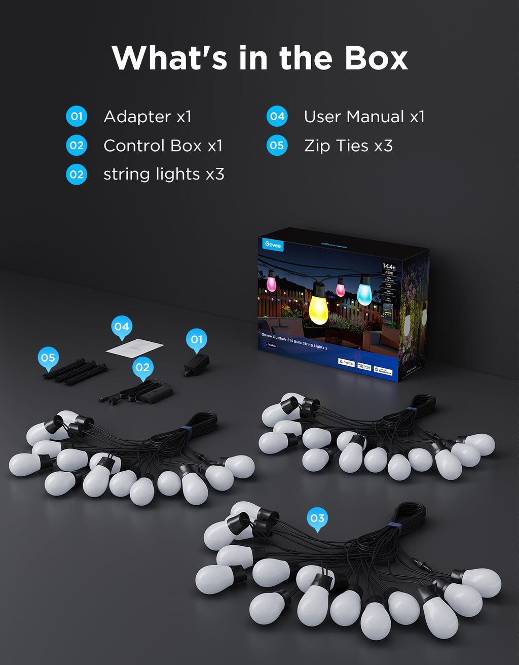Govee Smart Outdoor S14 Bulb String Lights 2