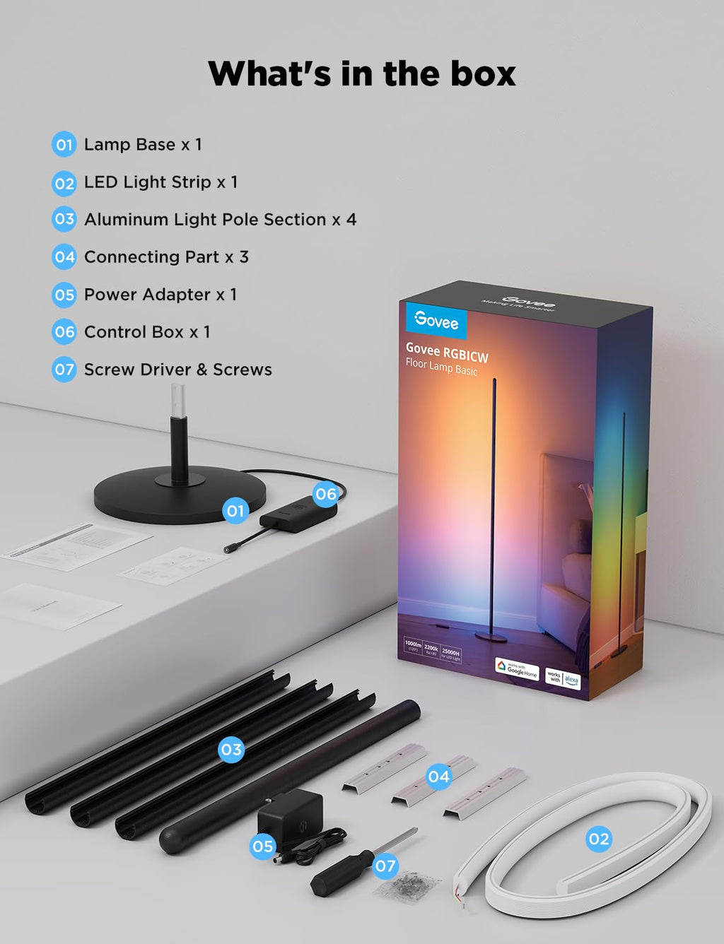 Govee RGBICW Smart Floor Lamp Basic